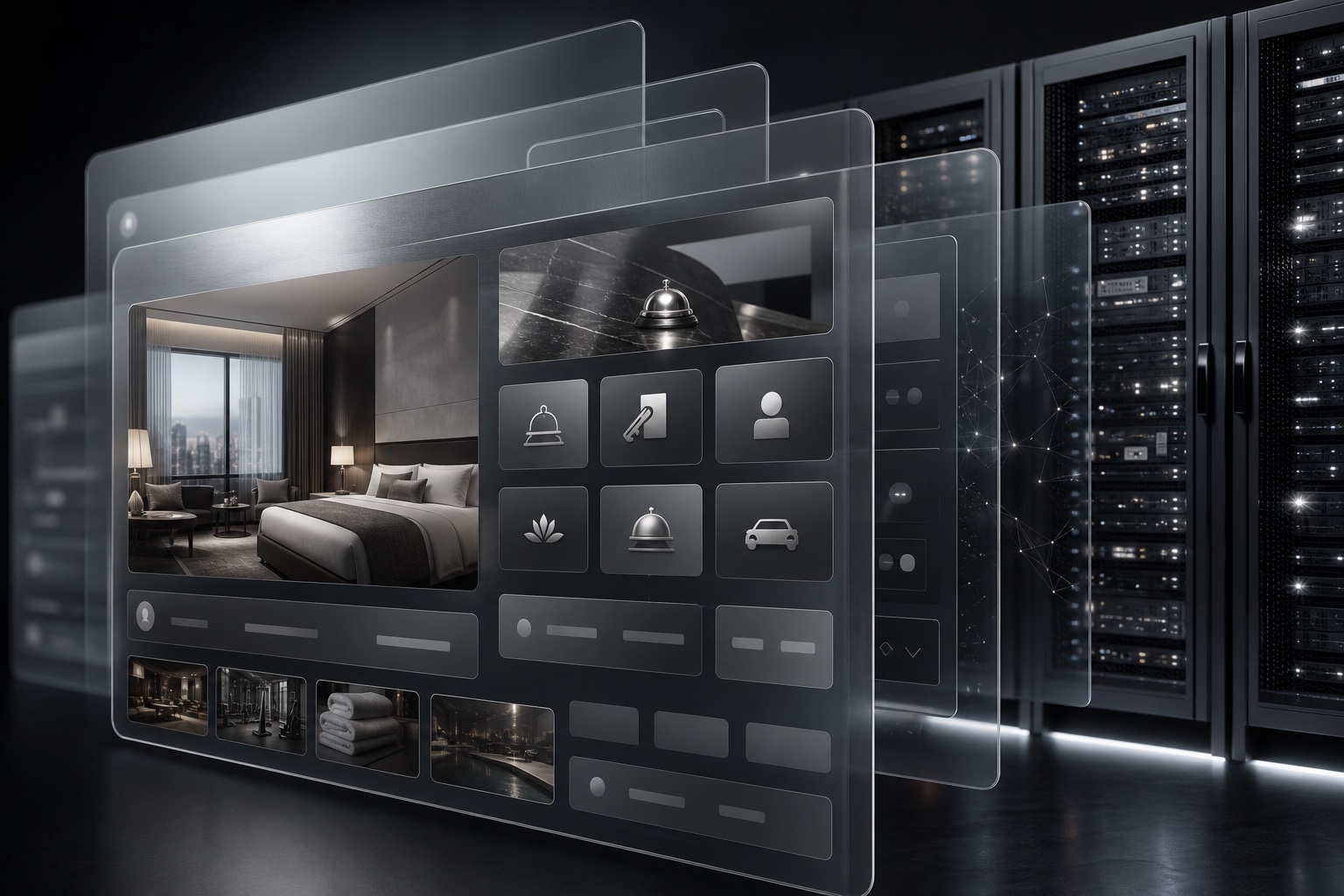 Camadas: marca do hotel na UX, WK e integrações no backend