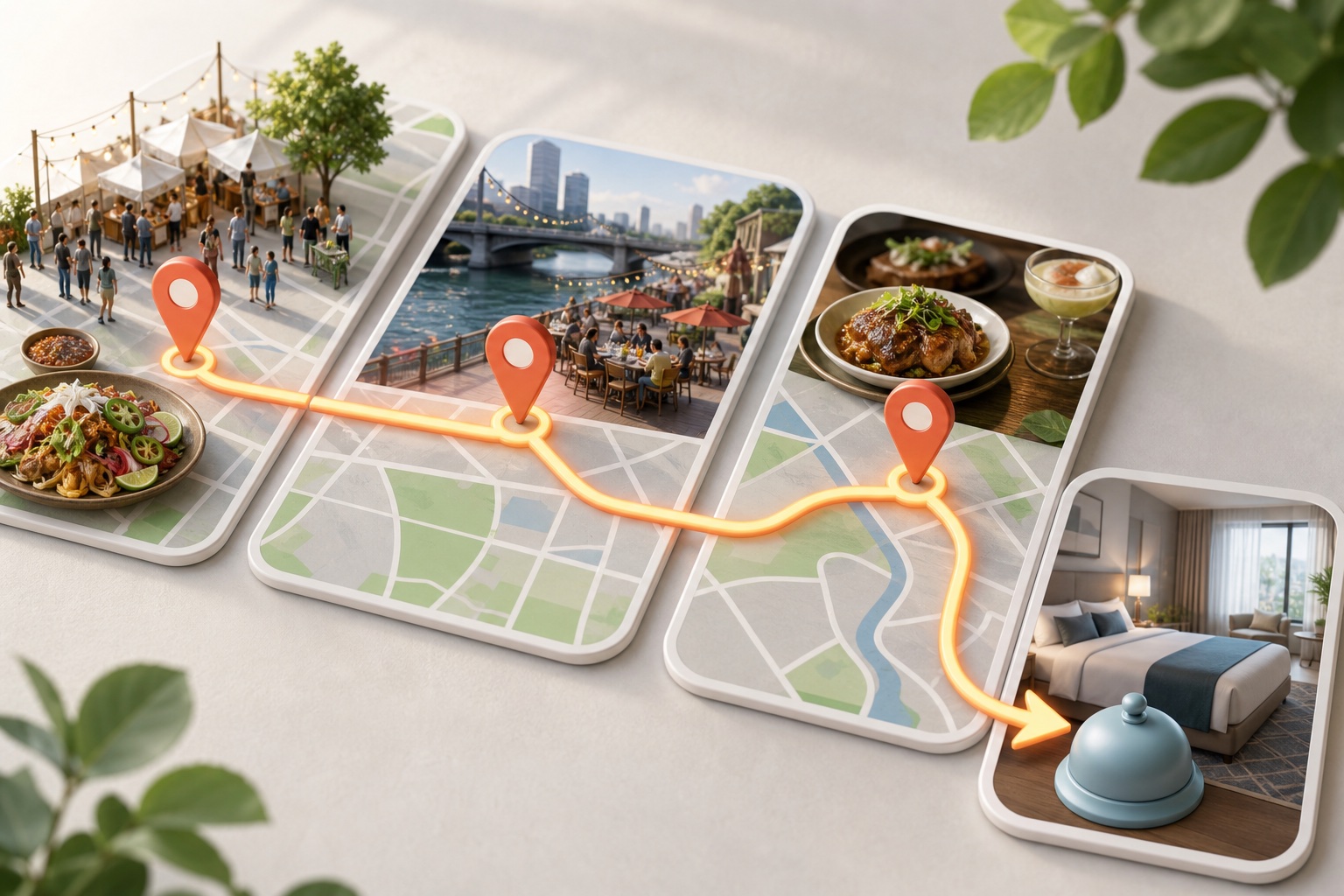 Mapa de conteúdo: eventos, rotas, gastronomia e reserva